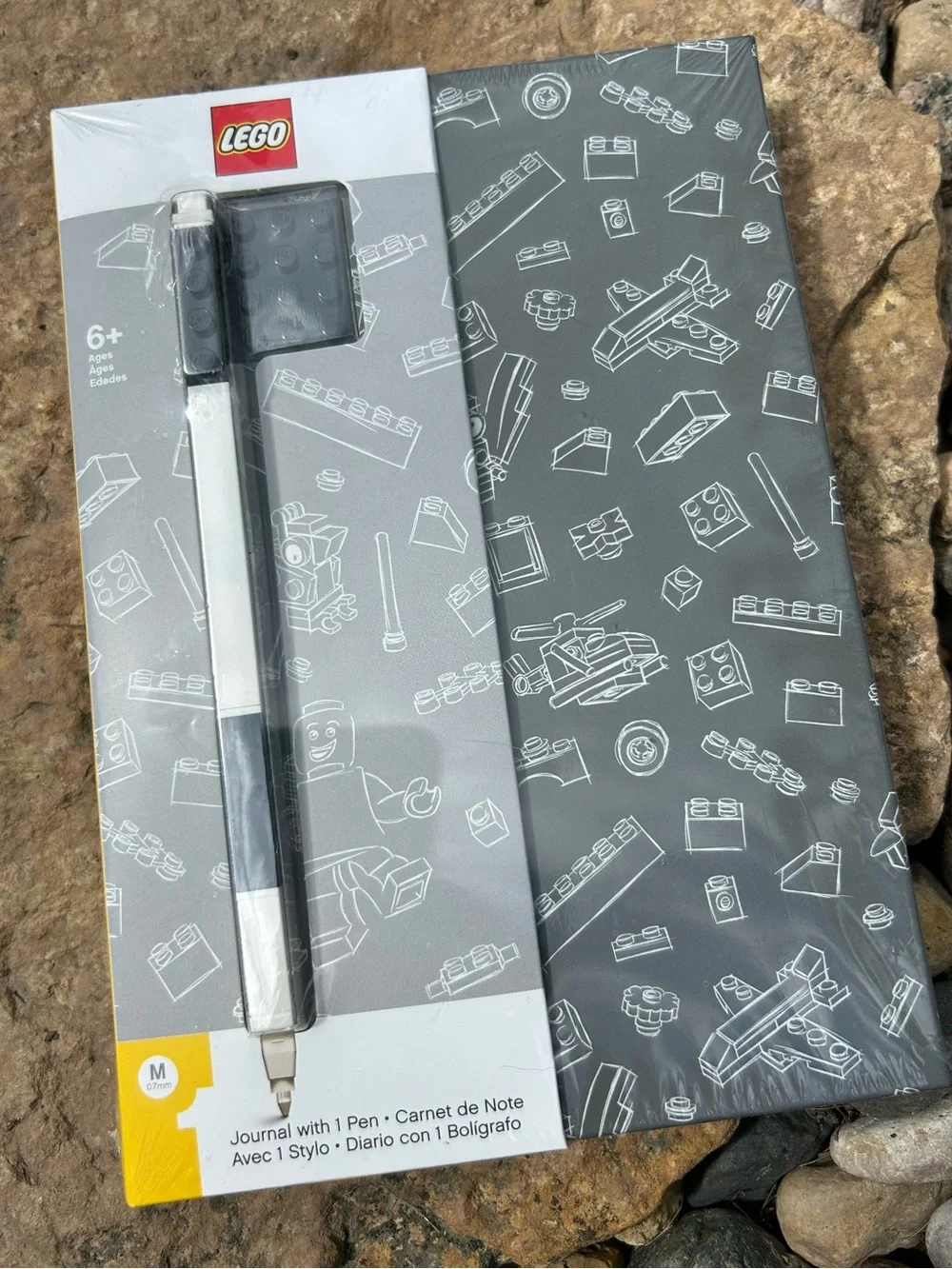 LEGO Gray and White Journal with Black Pen and Flat LEGO Plate New in packaging.